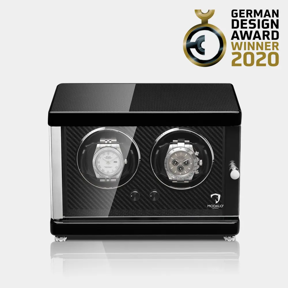 [1502884] AMBIENTE Uhrenbeweger 2 Uhren (Hochglanz Carbon)