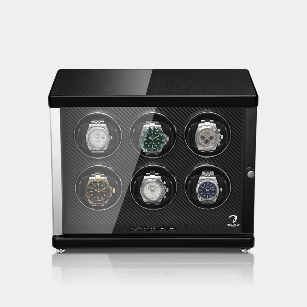 [1506884] AMBIENTE Watch Winder 6 watches (High-Gloss Carbon)