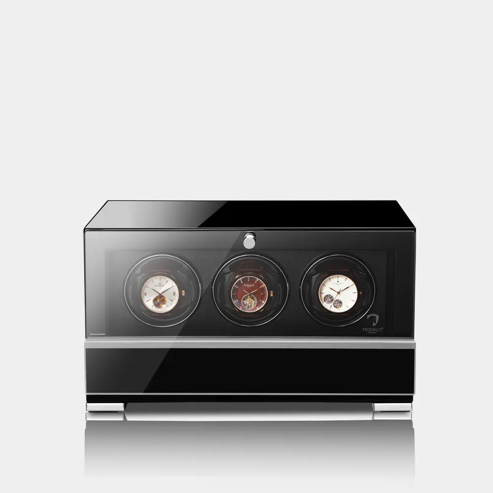 [3303115S] CLASICO PREMIUM Watch Winder 3 Watches (High-Gloss Black)