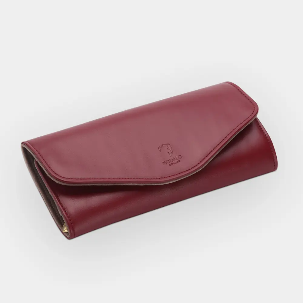 [9946] REGINA Jewellery Roll (Burgunderrot Leder)