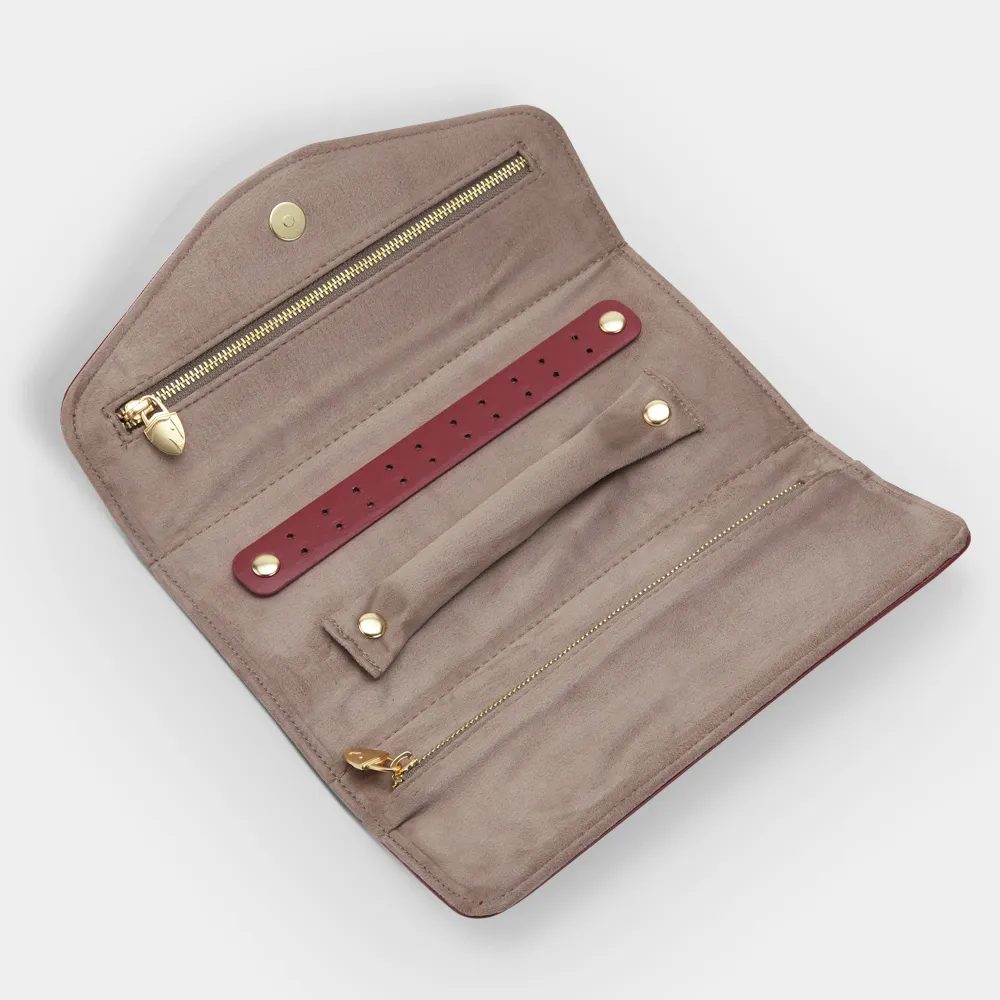 [9946] REGINA Jewellery Roll (Burgunderrot Leder)