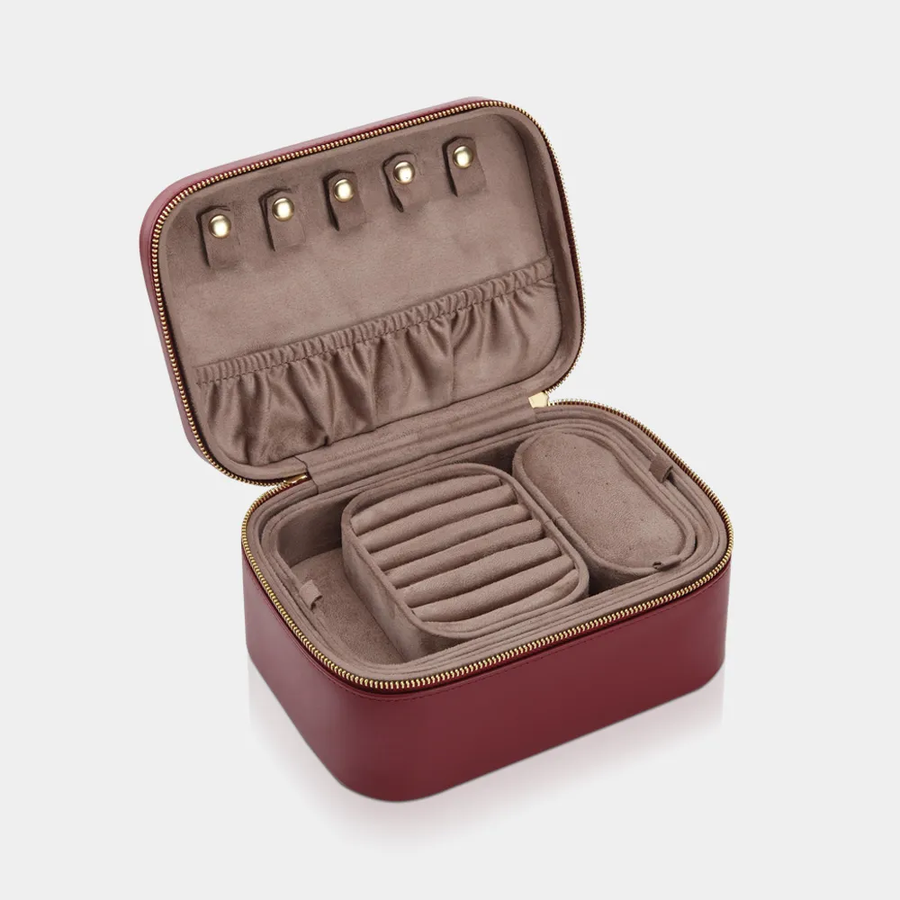 [8446] LUXURIA Schmuckbox (Burgunderrot Leder)