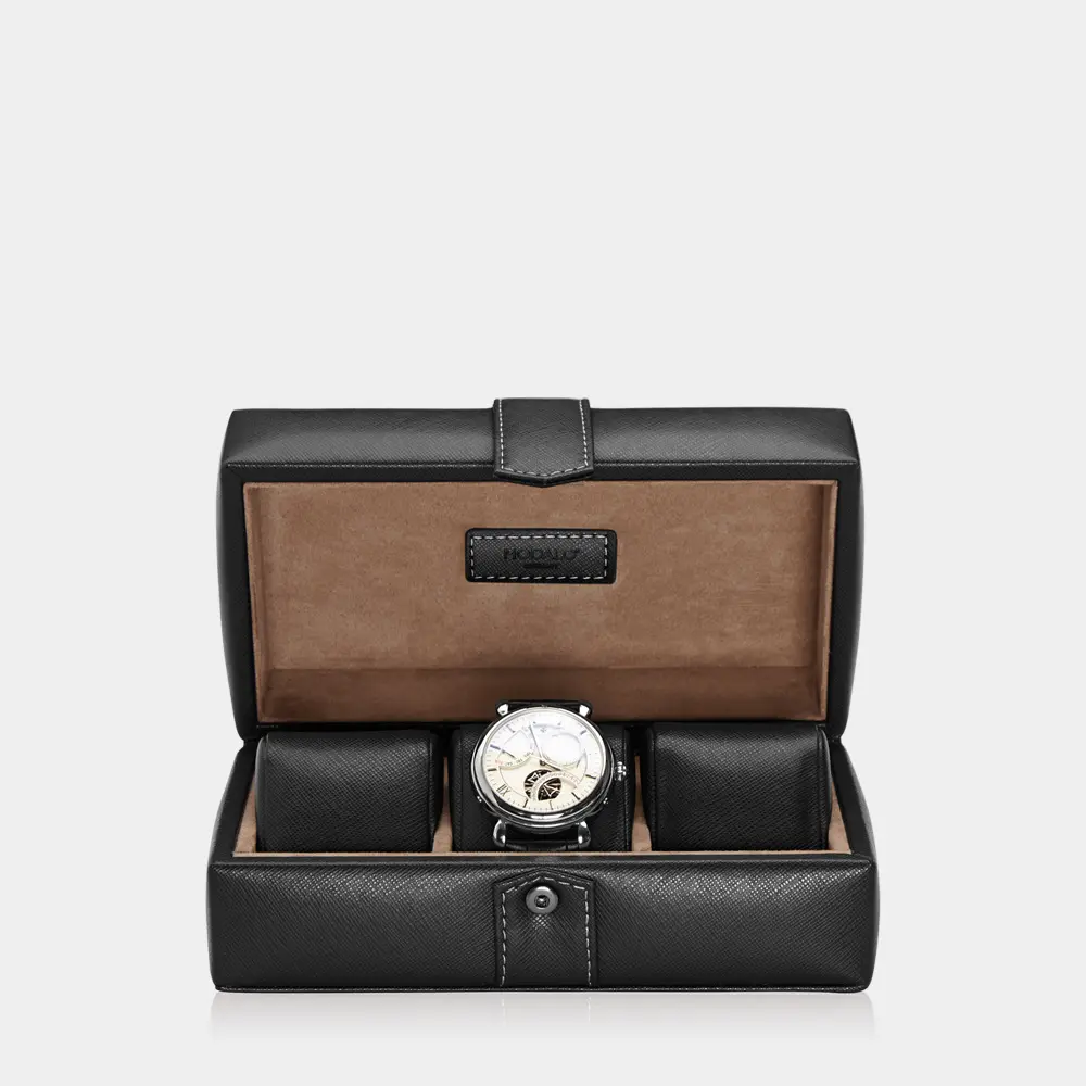 [570312] GALLANTE Uhrenbox für 3 Uhren (Schwarz)