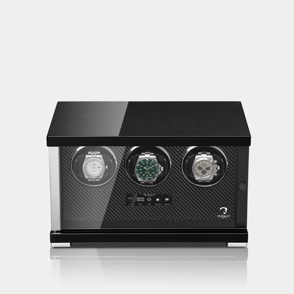 [1603884] SHOWTIME remontoir pour 3 montres (Hochglanz Carbon)