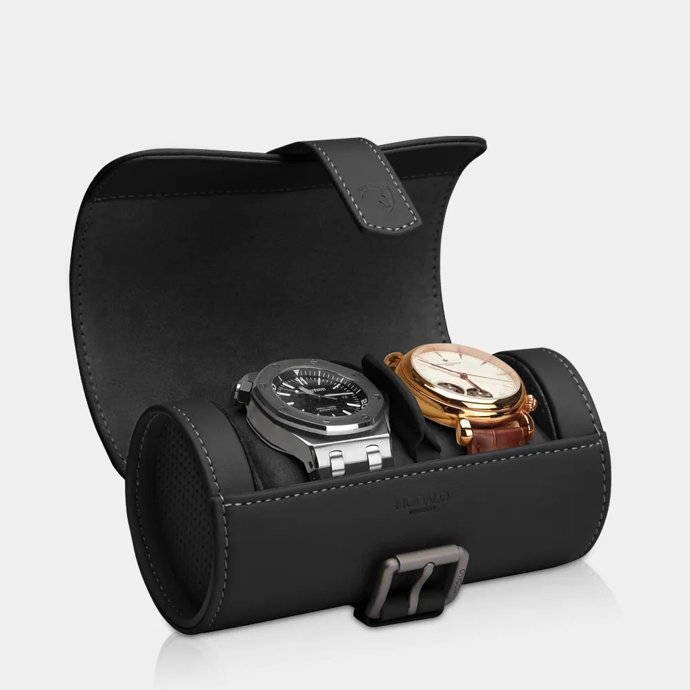 [340211] GENIUS Uhrenrolle für 2 Uhren (Schwarz)