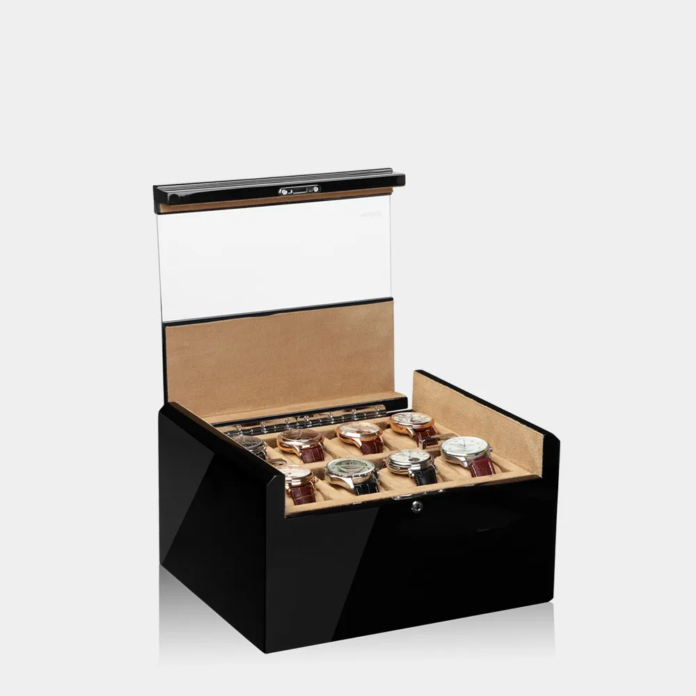 [701612] IMPERIA – Boîte à montres pour seize pièces (Hochglanz Schwarz)