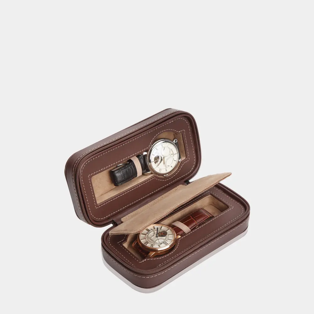 [510292] INVIA Watch Case 2 Watches (Brown)