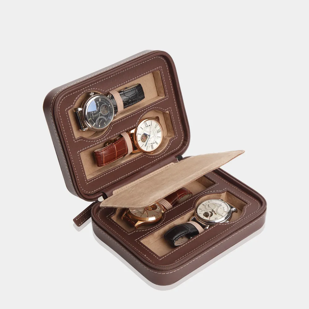 [510492] INVIA Watch Case 4 Watches (Brown)