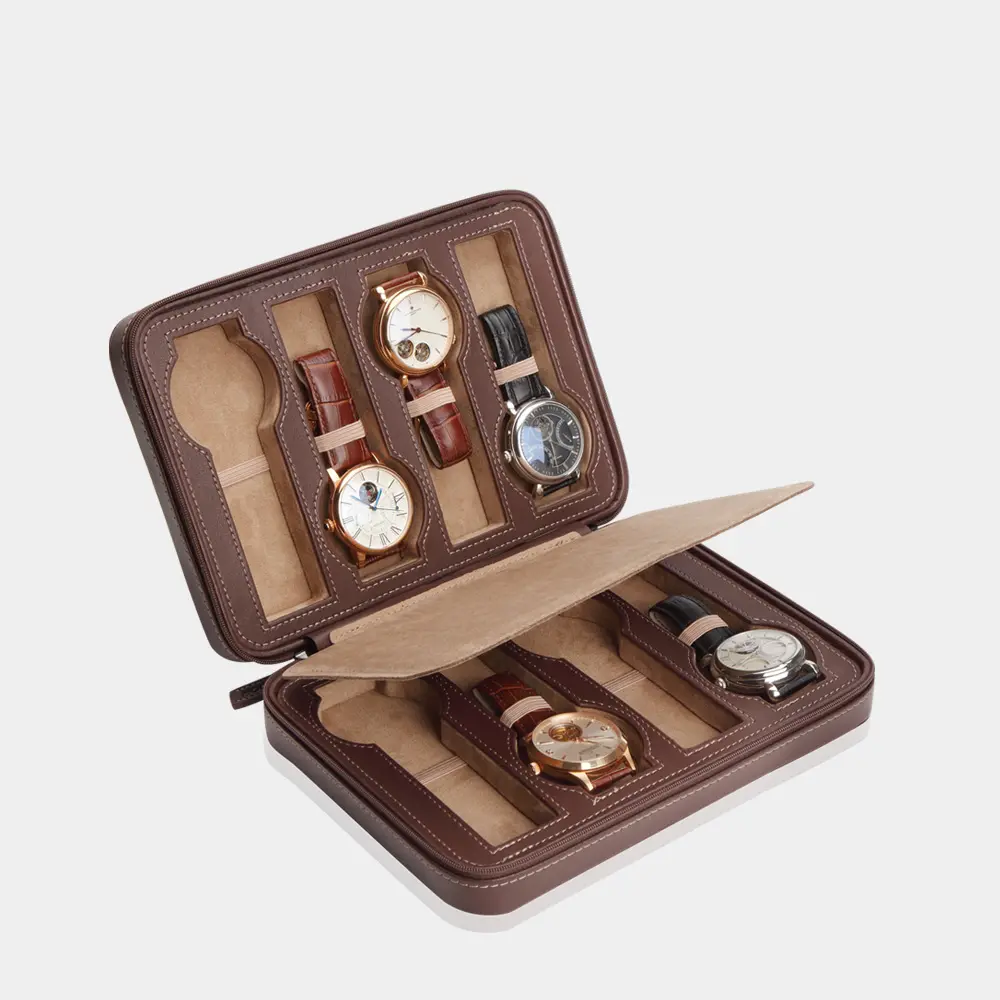 [510892] INVIA Uhrenetui für 8 Uhren (Braun)