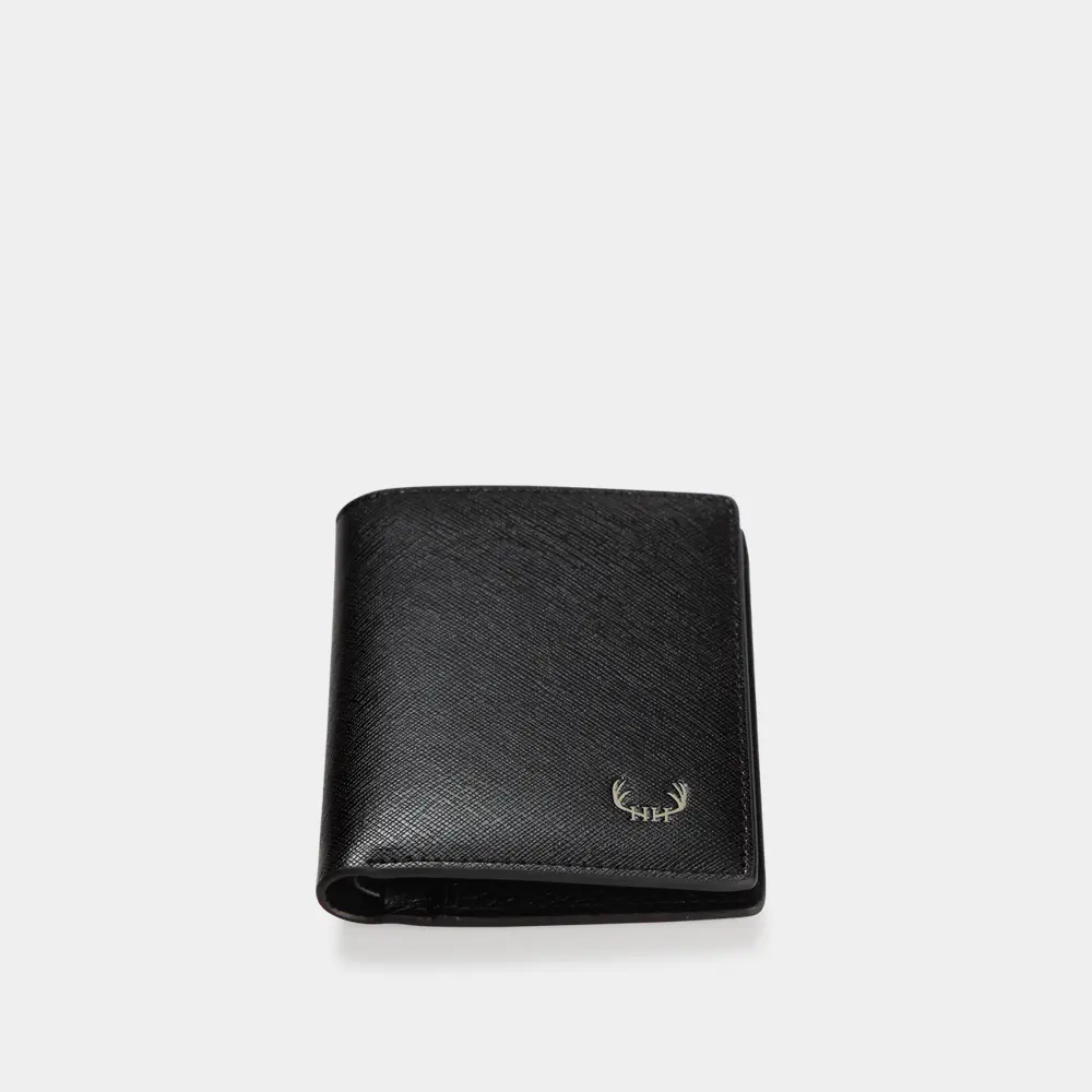 [HH7011] HIRSCHHORN Men's Slim Leather Wallet (Black)